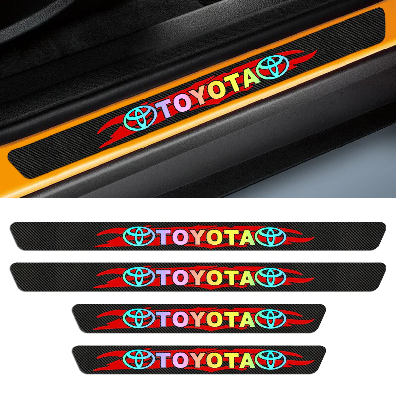 For TOYOTA NEW 4PCS Set 5D Carbon Fiber Texture Car Door Scuff Sill Cover Panel Step Protector - Image 4