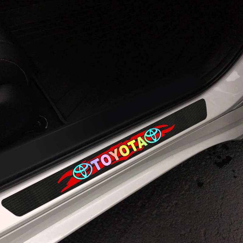 For TOYOTA NEW 4PCS Set 5D Carbon Fiber Texture Car Door Scuff Sill Cover Panel Step Protector - Image 5
