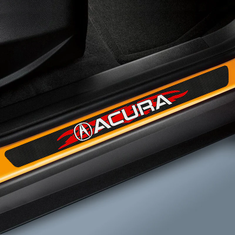 4PCS Set Carbon Fiber Car Door Scuff Sill Cover Panel Step Protector For Acura - Image 3