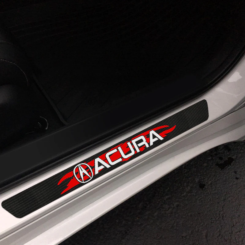 4PCS Set Carbon Fiber Car Door Scuff Sill Cover Panel Step Protector For Acura - Image 6