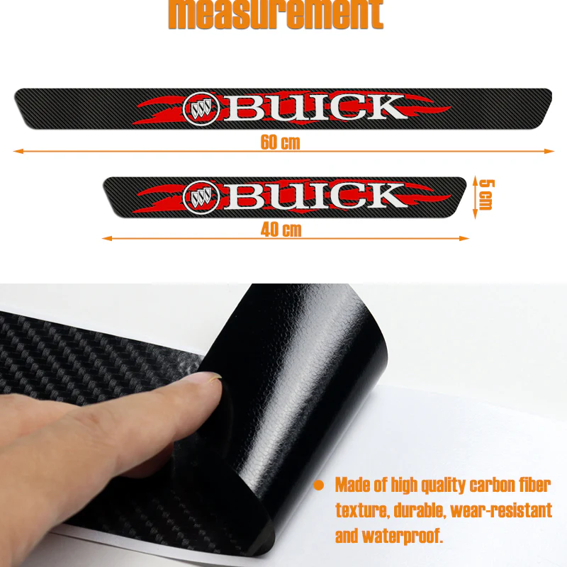 4PCS Set Carbon Fiber Car Door Scuff Sill Cover Panel Step Protector For Buick - Image 2