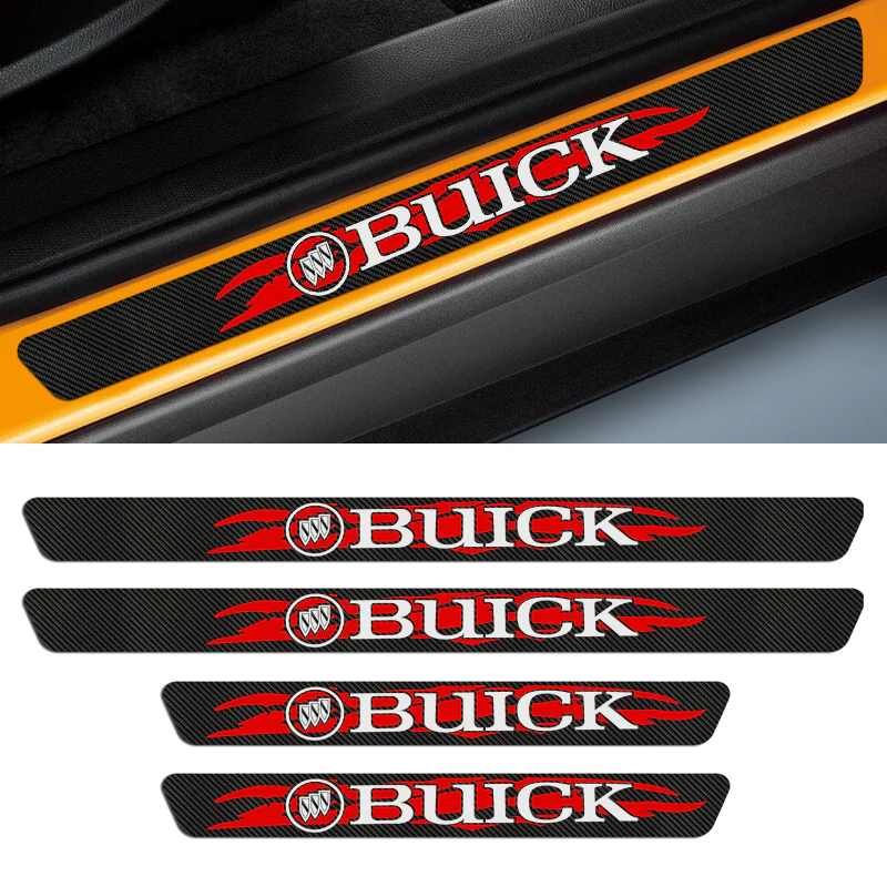 4PCS Set Carbon Fiber Car Door Scuff Sill Cover Panel Step Protector For Buick - Image 3