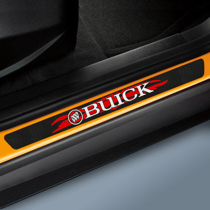 4PCS Set Carbon Fiber Car Door Scuff Sill Cover Panel Step Protector For Buick - Image 5
