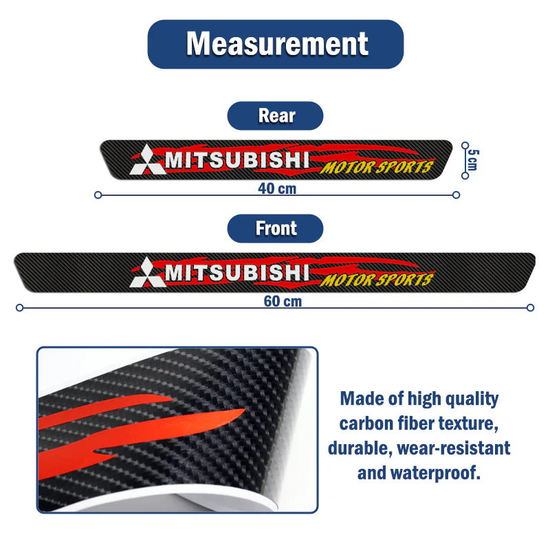4PCS Set Carbon Fiber Car Door Scuff Sill Cover Panel Step Protector For MITSUBISHI - Image 5