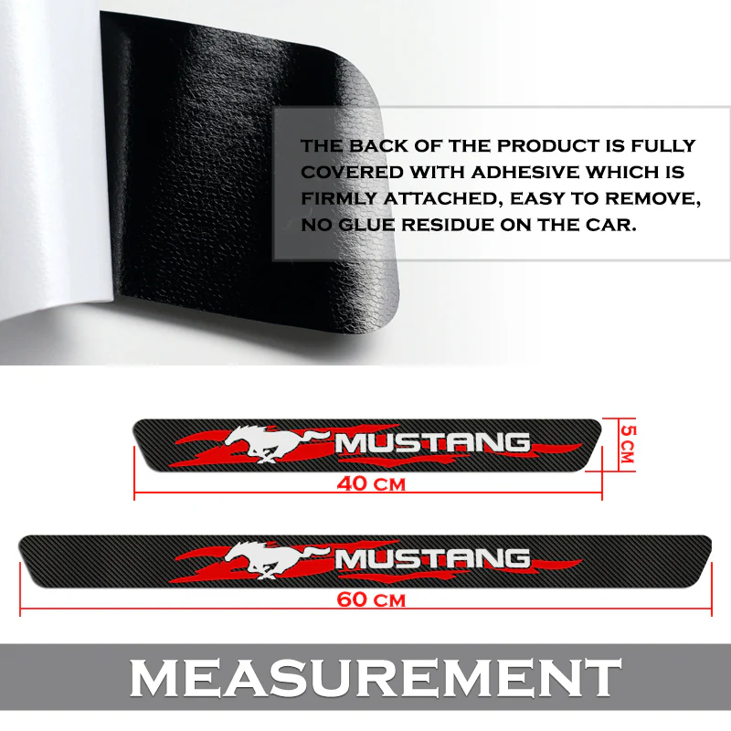 4PCS Set Carbon Fiber Car Door Scuff Sill Cover Panel Step Protector For MUSTANG - Image 4