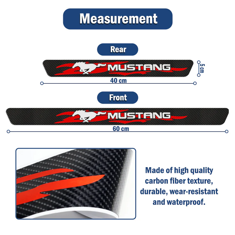 4PCS Set Carbon Fiber Car Door Scuff Sill Cover Panel Step Protector For MUSTANG - Image 6