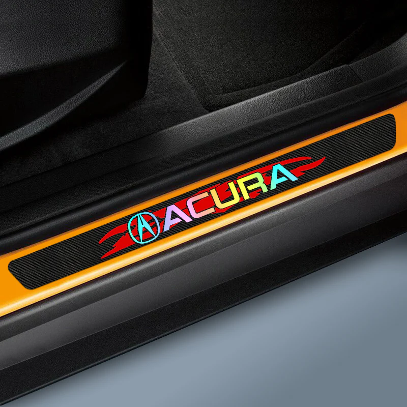 4PCS Set For Acura Carbon Fiber Car Door Scuff Sill Cover Panel Step Protector - Image 2