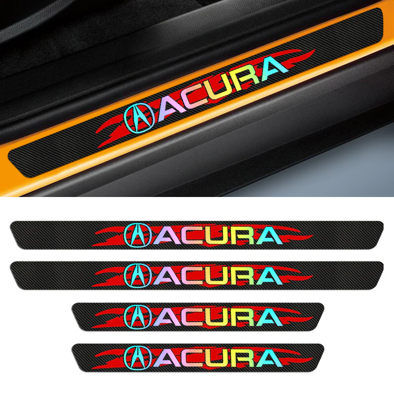 4PCS Set For Acura Carbon Fiber Car Door Scuff Sill Cover Panel Step Protector - Image 5