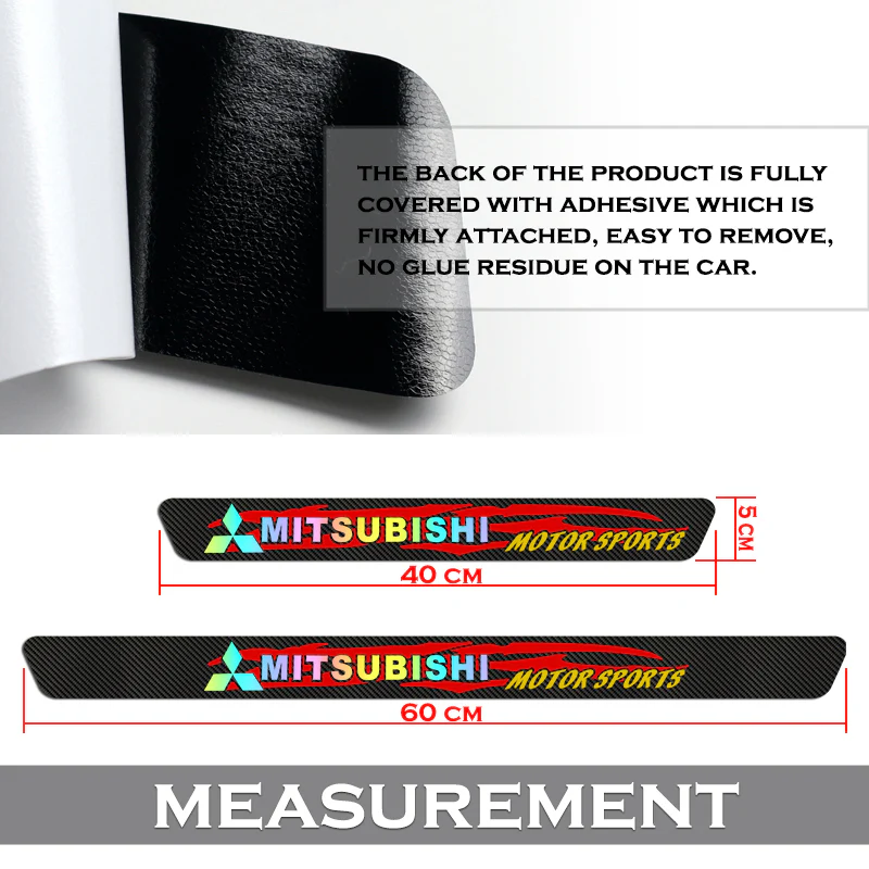 4PCS Set For MITSUBISHI Carbon Fiber Car Door Scuff Sill Cover Panel Step Protector - Image 2