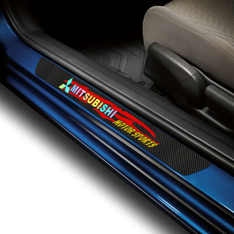 4PCS Set For MITSUBISHI Carbon Fiber Car Door Scuff Sill Cover Panel Step Protector - Image 5