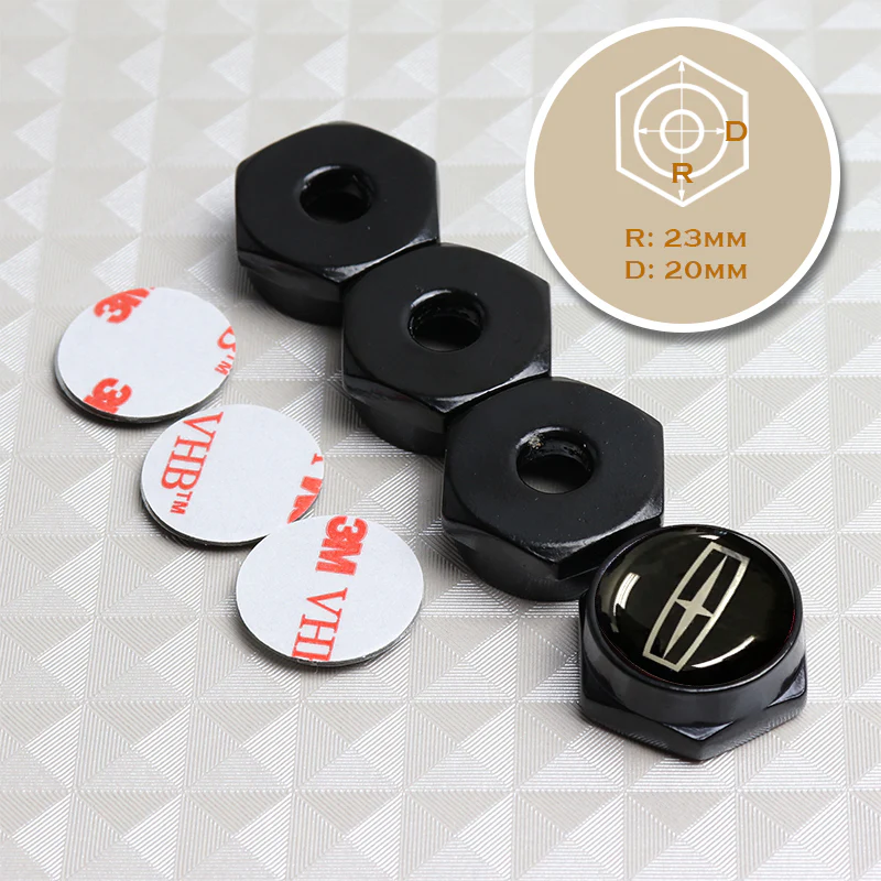 4x Lincoln Black Car License Plate Frame Screw Bolt Cap Cover Screw Bolts Nuts - Image 5