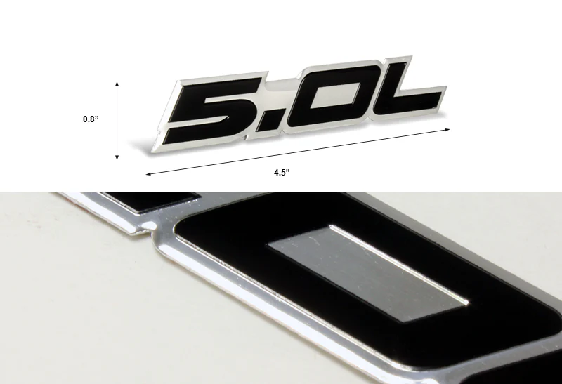 5.0L Aluminum Sticker Decal Emblem Badge Bumper / Trunk / Hood / Engine -Black - Image 2