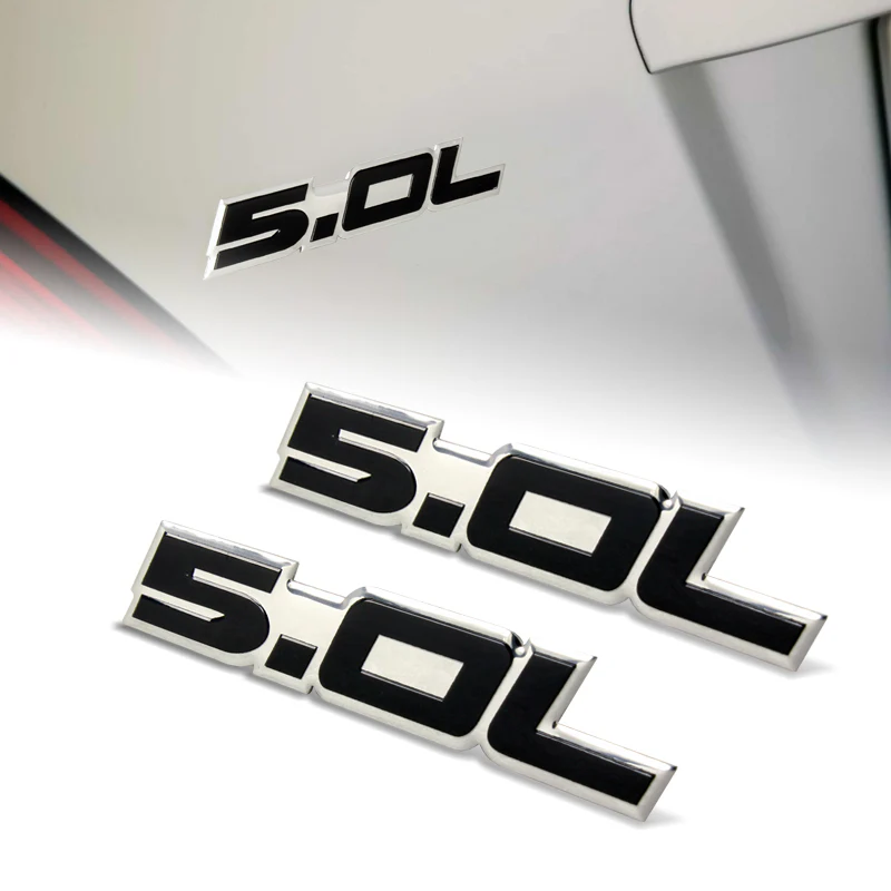5.0L Aluminum Sticker Decal Emblem Badge Bumper / Trunk / Hood / Engine -Black - Image 3