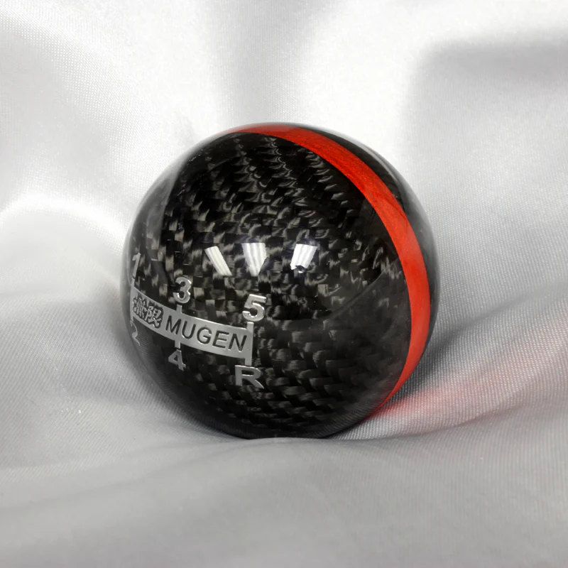 Mugen 5-Speed Carbon Fiber Shift Knob with Red Line - Image 3
