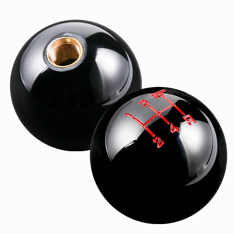 5 Speed Fuckin' Fast Round Ball BLACK Gear Shift Knob Lever M8 M10 M12 Thread - Image 3