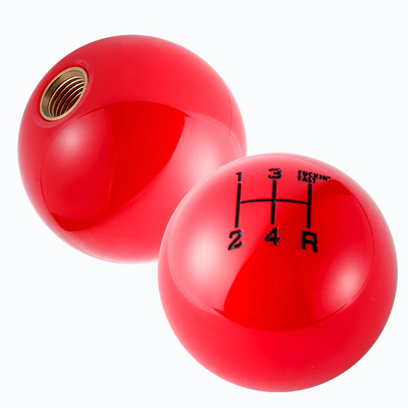 5 Speed Fuckin' Fast Round Ball RED Gear Shift Knob Lever M8 M10 M12 Thread - Image 3