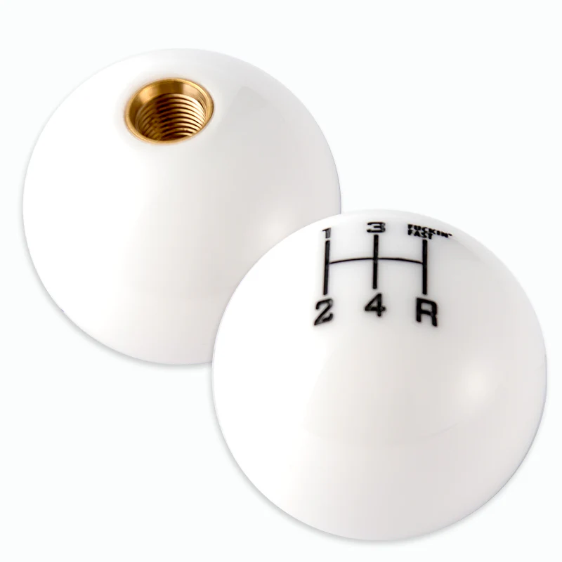 5 Speed Fuckin' Fast Round Ball WHITE Gear Shift Knob Lever M8 M10 M12 Thread - Image 2