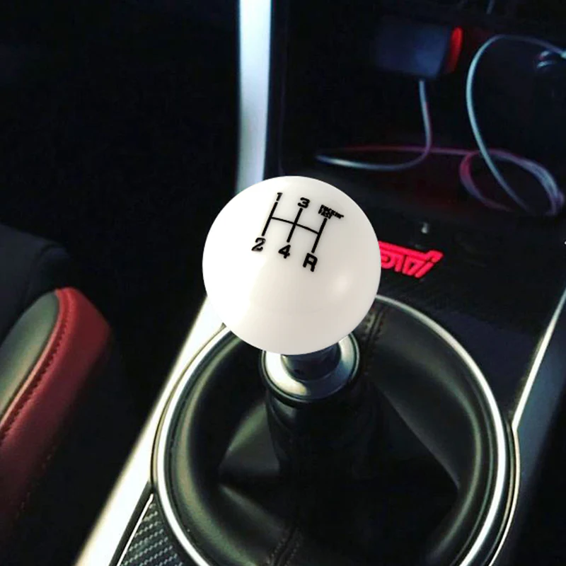 5 Speed Fuckin' Fast Round Ball WHITE Gear Shift Knob Lever M8 M10 M12 Thread - Image 4