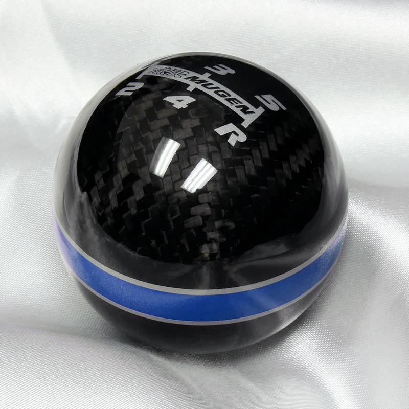 Mugen 5-Speed Carbon Fiber Shift Knob with Blue Line - Image 2