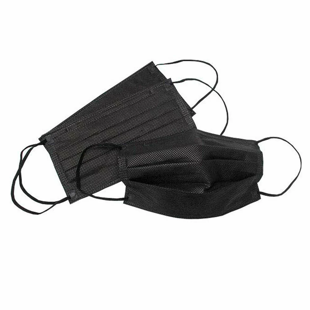 50 PCS Face Mask Non Medical Surgical Disposable 3Ply Earloop Mouth Cover - Black (with Box) - Image 5