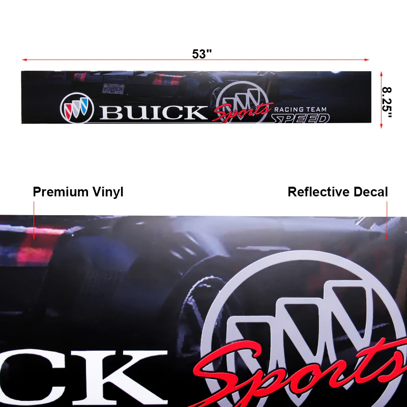 53" x 8 BUICK Front Window Windshield Black Vinyl Banner Decal Sticker For Buick - Image 2