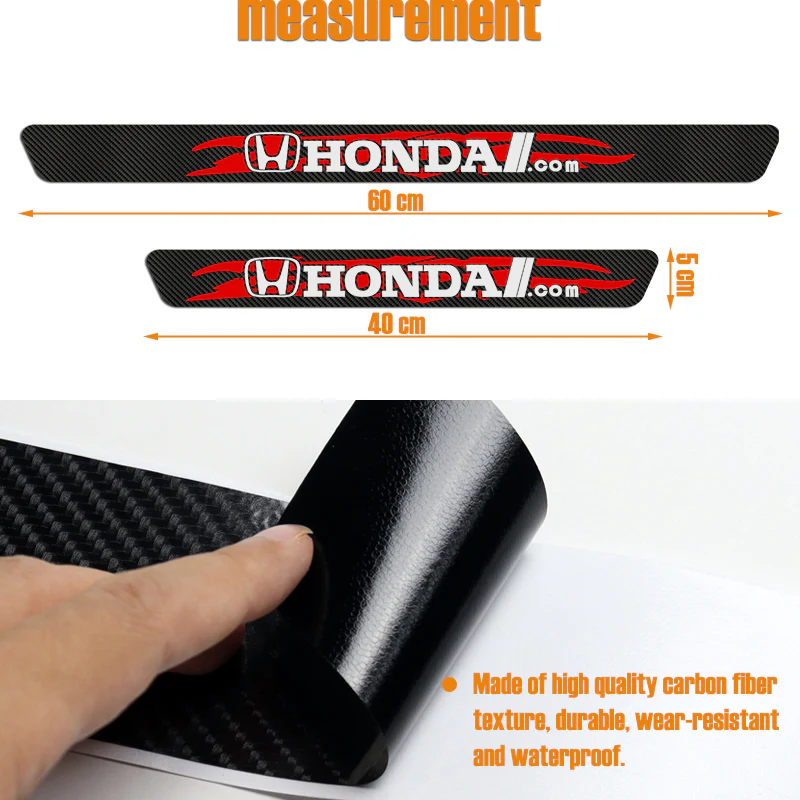 5D Carbon Fiber Texture Honda Car Door Scuff Sill Cover Panel Step Protector New 4PCS Set - Image 4