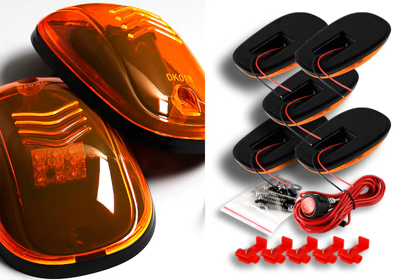 5pcs Amber Lens LED Cab Roof Running Lights For Trucks & SUVs –Amber Strobe Warning - Image 2