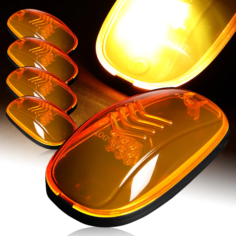 5pcs Amber Lens LED Cab Roof Running Lights For Trucks & SUVs –White Strobe Warning - Image 5