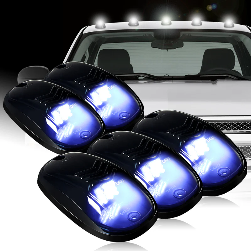 5pcs Smoke Lens LED Cab Roof Running Lights For Trucks & SUVs –White Strobe Warning - Image 5