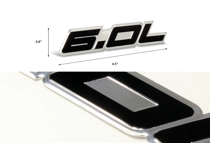 6.0L Aluminum Sticker Decal Emblem Badge Bumper / Trunk / Hood / Engine -Black - Image 2