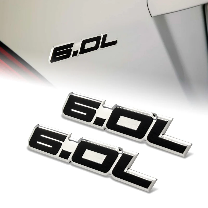 6.0L Aluminum Sticker Decal Emblem Badge Bumper / Trunk / Hood / Engine -Black - Image 3