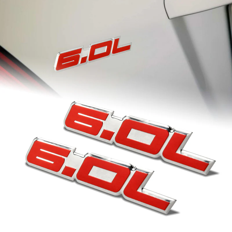 6.0L Aluminum Sticker Decal Emblem Badge Bumper / Trunk / Hood / Engine -Red - Image 3