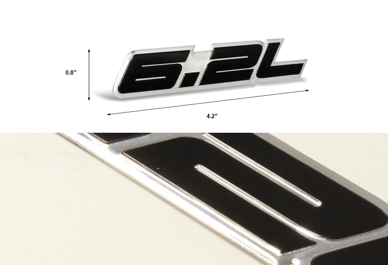 6.2L Aluminum Sticker Decal Emblem Badge Bumper / Trunk / Hood / Engine -Black - Image 2