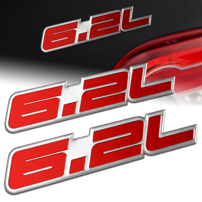6.2L Aluminum Sticker Decal Emblem Badge Bumper / Trunk / Hood / Engine -Red - Image 3