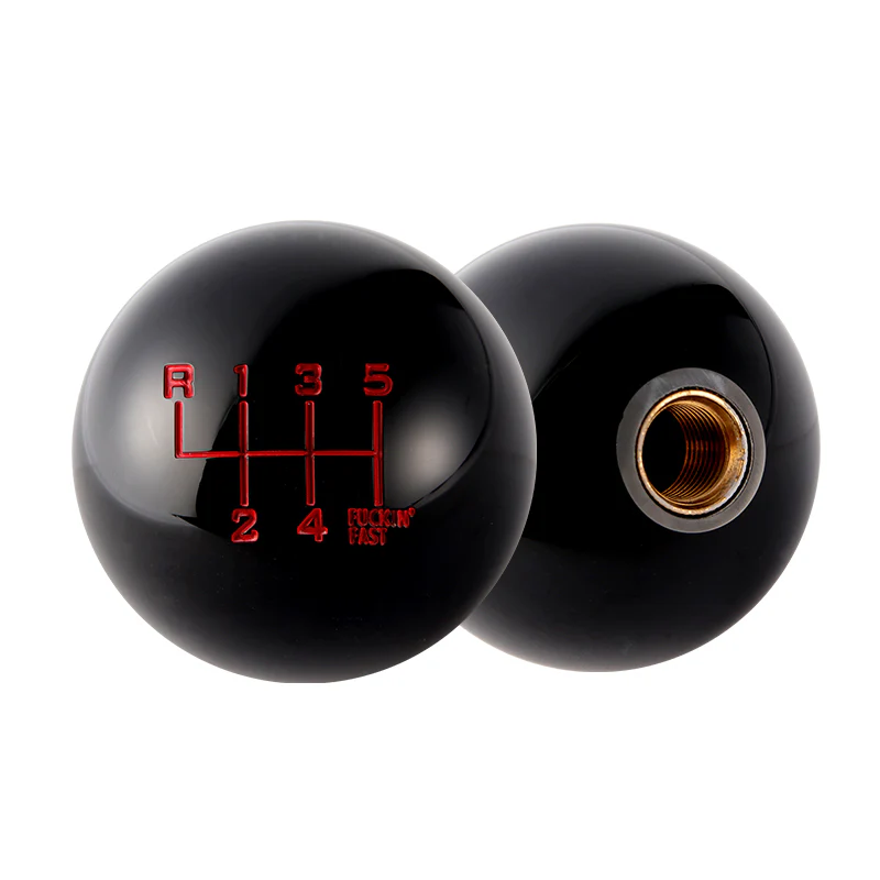 6 Speed Fuckin' Fast Round Ball BLACK Gear Shift Knob Lever M8 M10 M12 Thread - Image 2