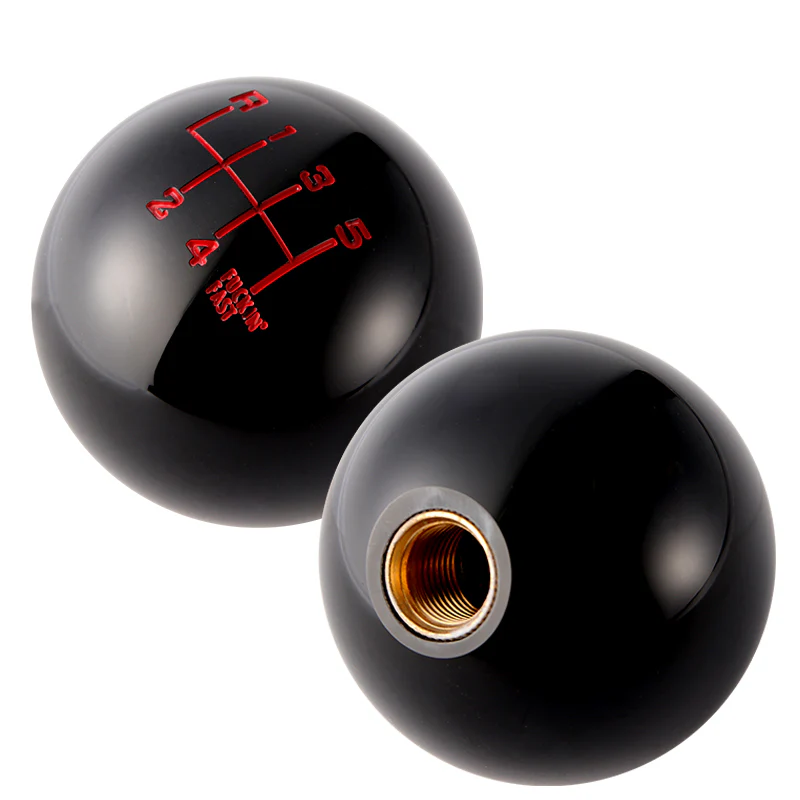6 Speed Fuckin' Fast Round Ball BLACK Gear Shift Knob Lever M8 M10 M12 Thread - Image 5