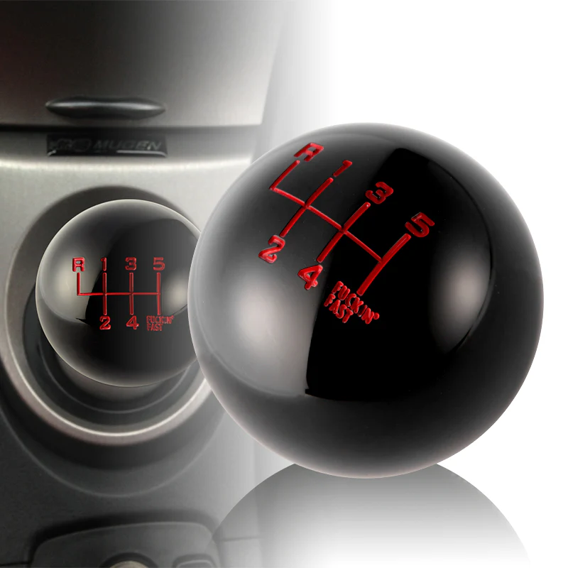6 Speed Fuckin' Fast Round Ball BLACK Gear Shift Knob Lever M8 M10 M12 Thread - Image 7