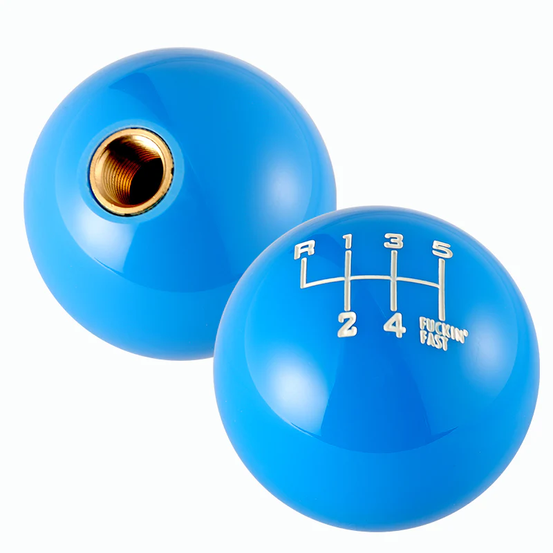 6 Speed Fuckin' Fast Round Ball BLUE Gear Shift Knob Lever M8 M10 M12 Thread - Image 5