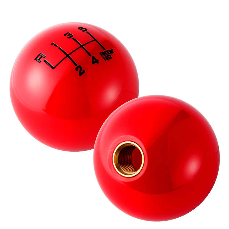6 Speed Fuckin' Fast Round Ball Red Gear Shift Knob Lever M8 M10 M12 Thread - Image 2