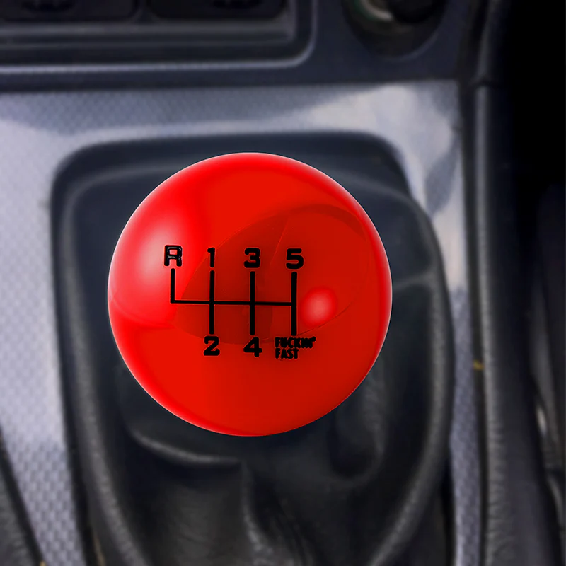 6 Speed Fuckin' Fast Round Ball Red Gear Shift Knob Lever M8 M10 M12 Thread - Image 3