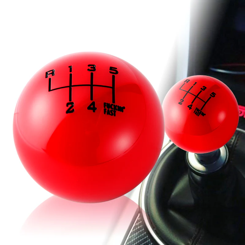 6 Speed Fuckin' Fast Round Ball Red Gear Shift Knob Lever M8 M10 M12 Thread - Image 7