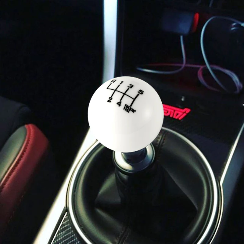 6 Speed Fuckin' Fast Round Ball White Gear Shift Knob Lever M8 M10 M12 Thread - Image 2