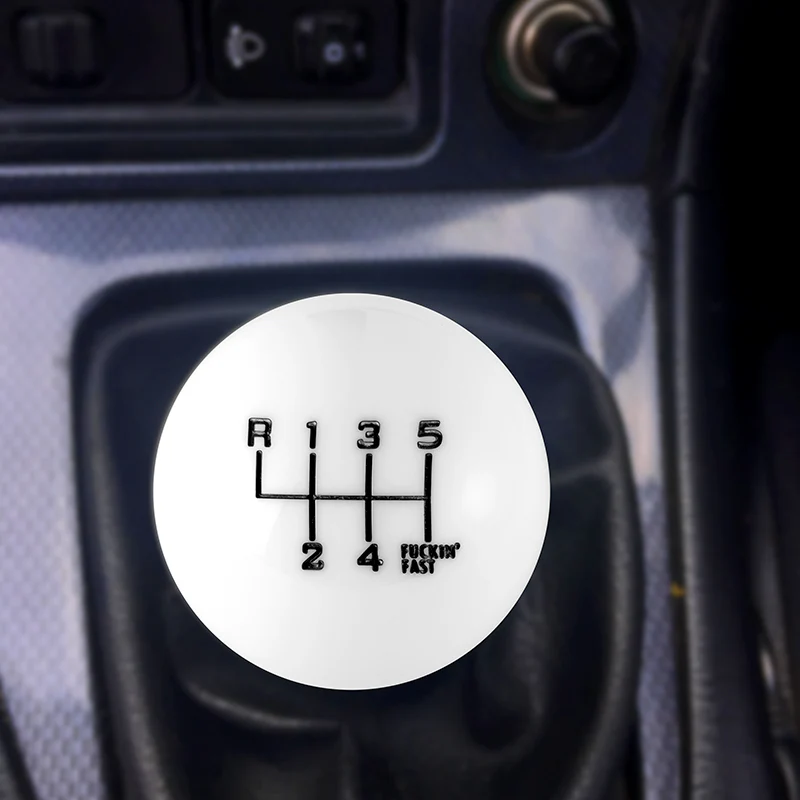 6 Speed Fuckin' Fast Round Ball White Gear Shift Knob Lever M8 M10 M12 Thread - Image 5