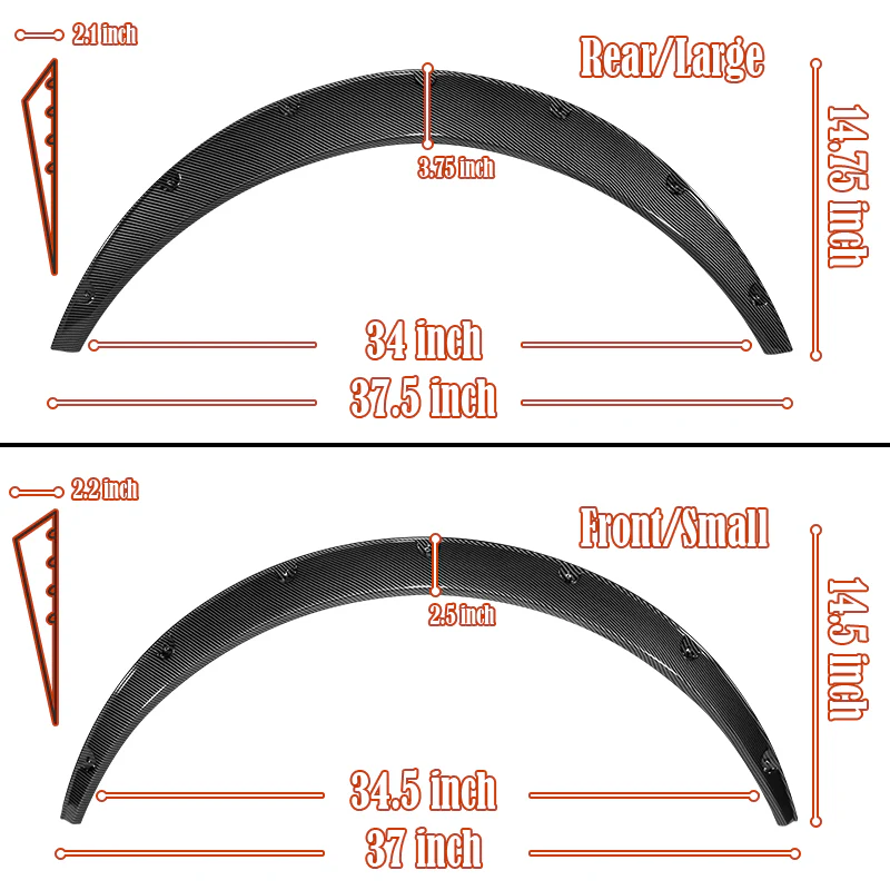 890 mm Universal Flexible Extra-Wide Wheel Fender Flares 4 Pieces -Carbon Fiber Style Painted - Image 4