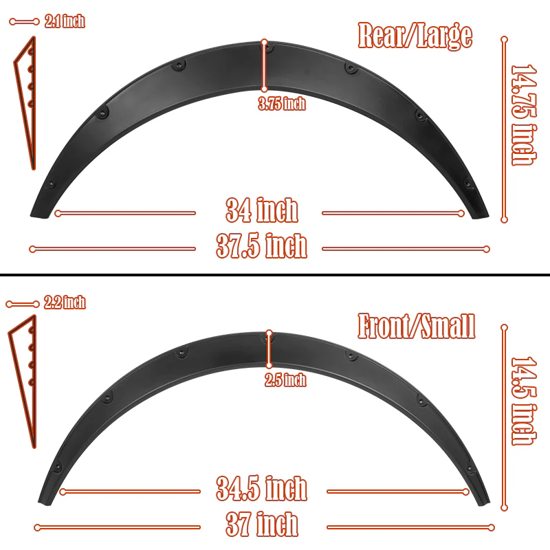 890 mm Universal Flexible Extra-Wide Wheel Fender Flares 4 Pieces -Matte Black - Image 2