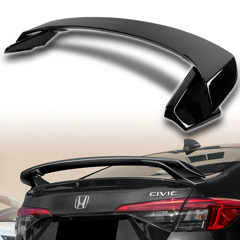 HP-Style Rear Trunk Lip Spoiler Wing For 2022-2025 Honda Civic Sedan 4-DR -ABS Painted Black - Image 5