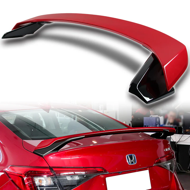 HP-Style Rear Trunk Lip Spoiler Wing For 2022-2025 Honda Civic Sedan 4-DR -ABS Painted Red - Image 7