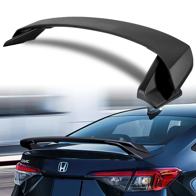 HP-Style Rear Trunk Lip Spoiler Wing For 2022-2025 Honda Civic Sedan 4-DR -ABS Unpainted Matte Black - Image 5