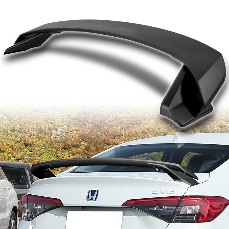 HP-Style Rear Trunk Lip Spoiler Wing For 2022-2025 Honda Civic Sedan 4-DR -ABS Unpainted Matte Black - Image 6
