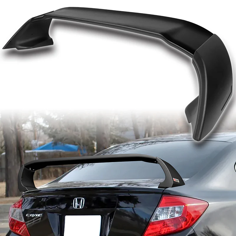 MUG-Style Rear Trunk Lip Spoiler Wing For 2012-2015 Honda Civic Sedan 4-DR -ABS Unpainted Matte Black - Image 6